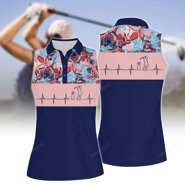 Heart beat golf tropical flower women short sleeve polo shirt sleeveless polo shirt GY0543