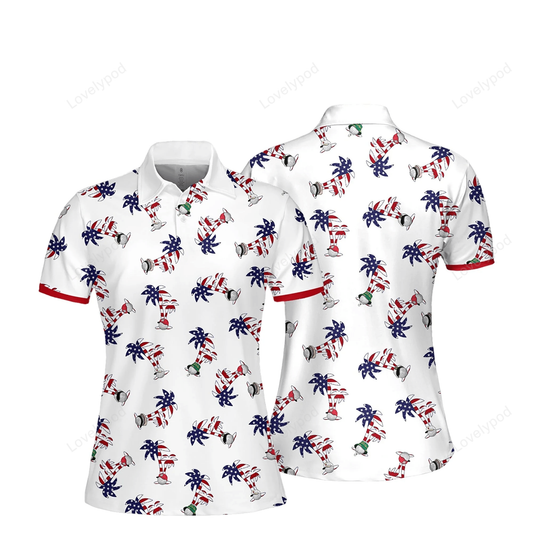 Seamless palm trees golf balls women short sleeve polo shirt, sleeveless polo shirt GY0516