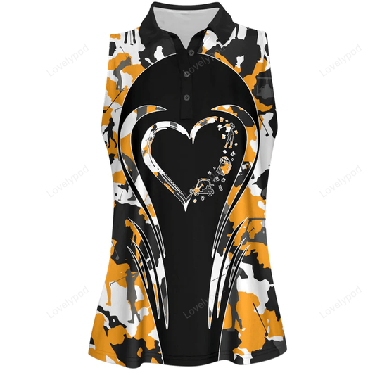 Love golf and beer camouflage pattern women sleeveless polo shirt GY0570