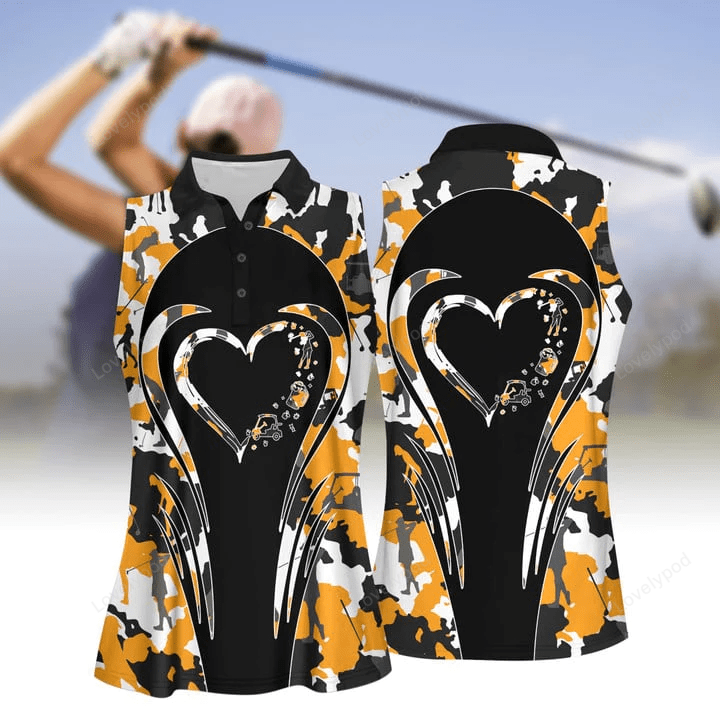 Love golf and beer camouflage pattern women short sleeve polo shirt sleeveless polo shirt GY0548