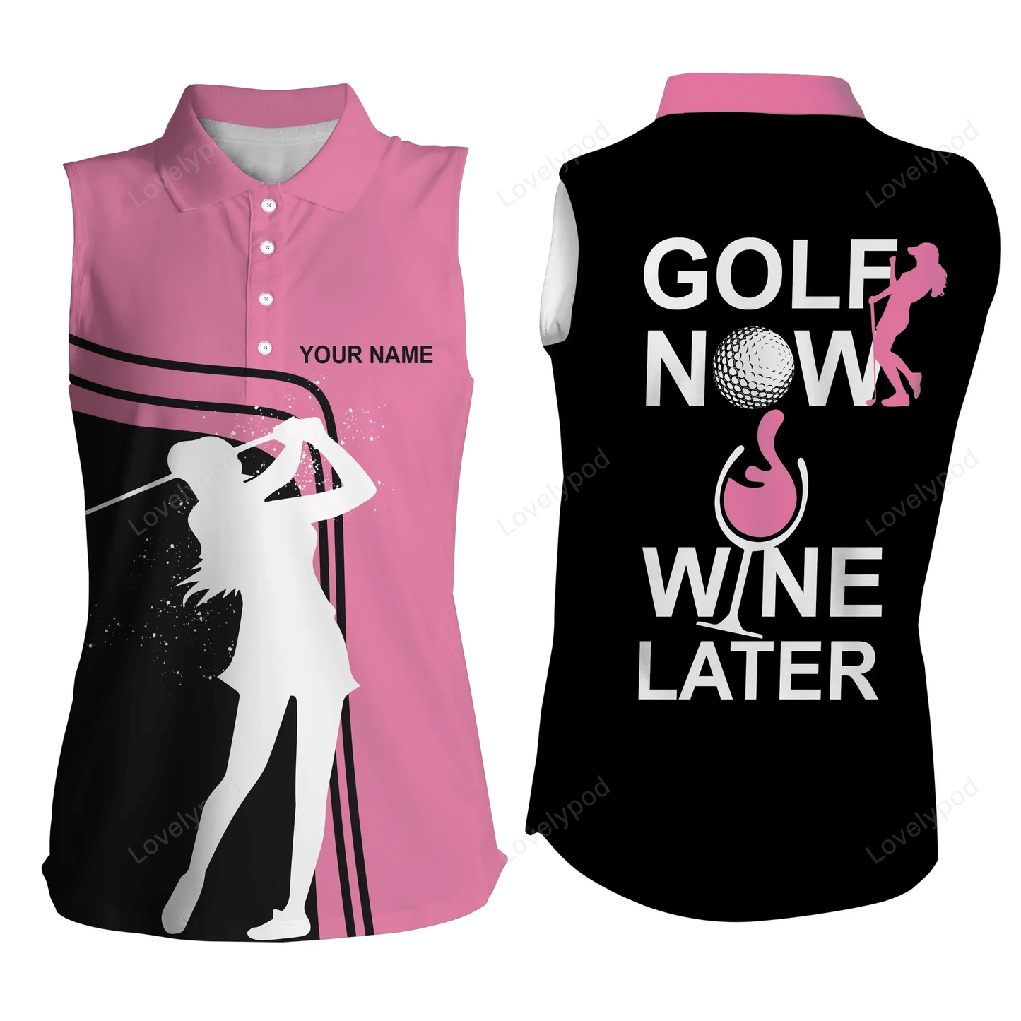 Golf shirts for women custom women's sleeveless polo shirts golf now wine later women golf top GY0575