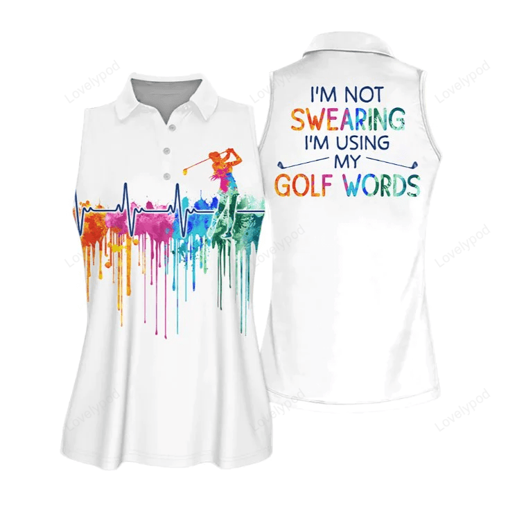 Golf 3d polo shirt for women, i'm not swearing funny golf sleeveless polo shirt GY0630