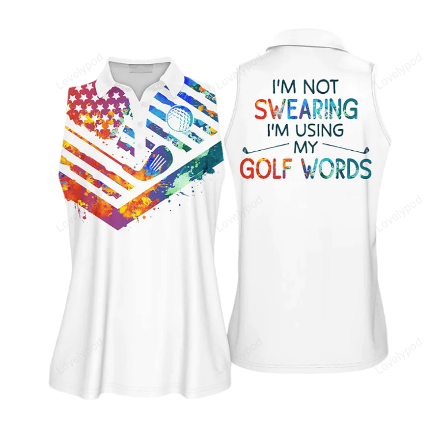 Watercolor i am not sweating i am using my golf words sleeveless polo shirt, short sleeve polo shirt GY0616