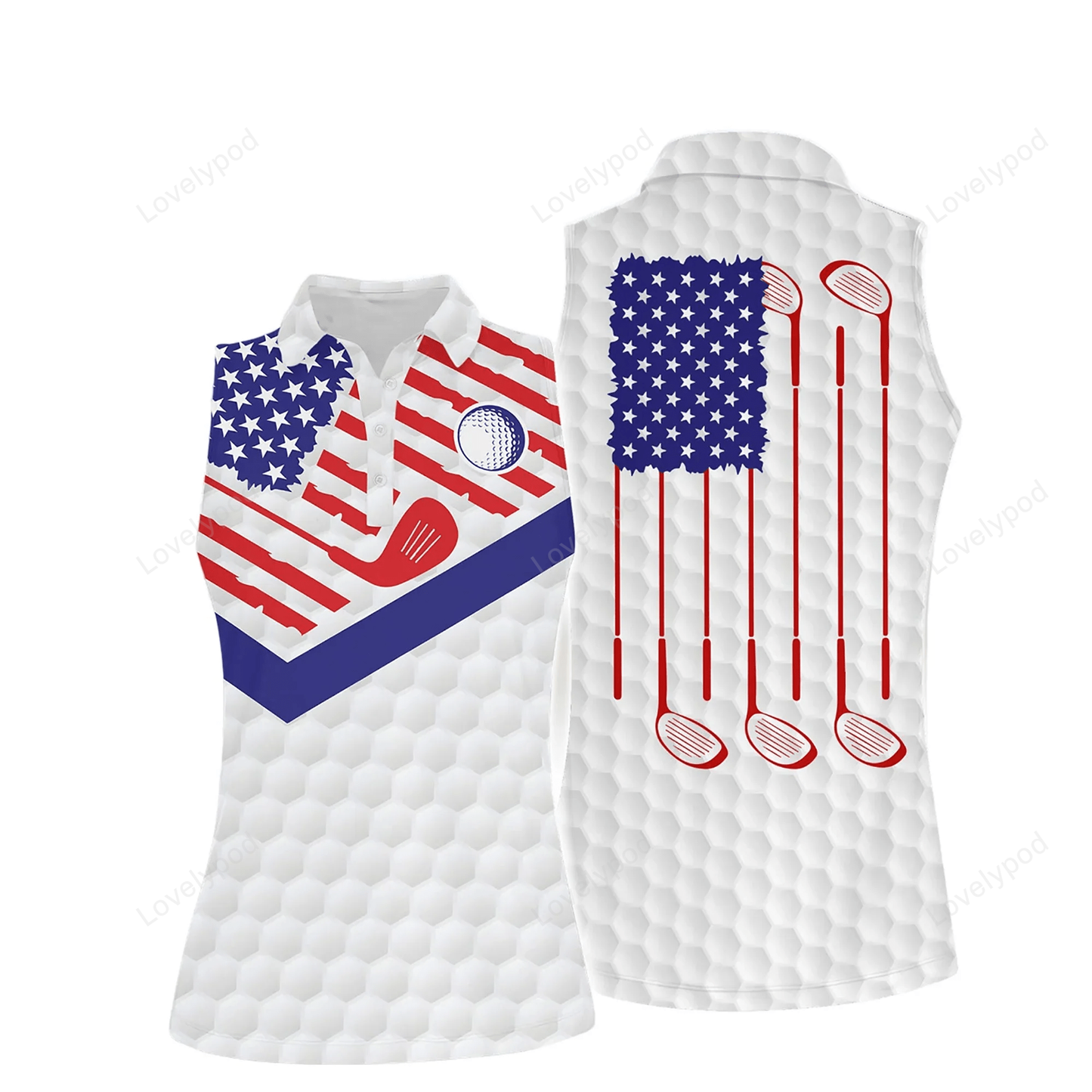 Sport women's polo shirt, american flag golf women short sleeve polo shirt sleeveless polo shirt GY0681