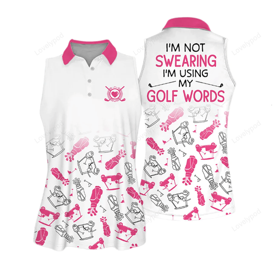 Golf i'm swearing pattern sleeveless polo shirt, gift for golf lovers GY0704