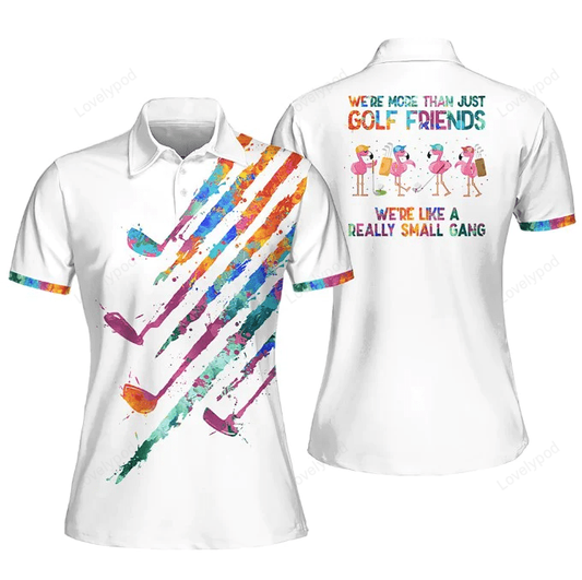 Flamingo we are more than just golf friends sleeveless polo shirt, short sleeve polo shirt, women golf shirt GY0672