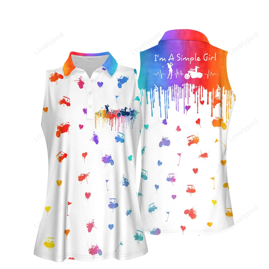 Women's short sleeve polo shirt, simple girl loves golf motorcycle watercolor women short sleeve polo shirt GY0620