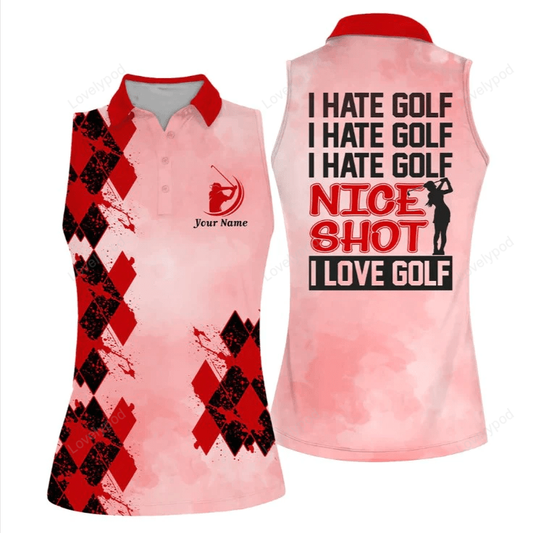 Personalized name i hate golf i hate golf short sleeve women polo shirt for ladies golf shirt GY0735