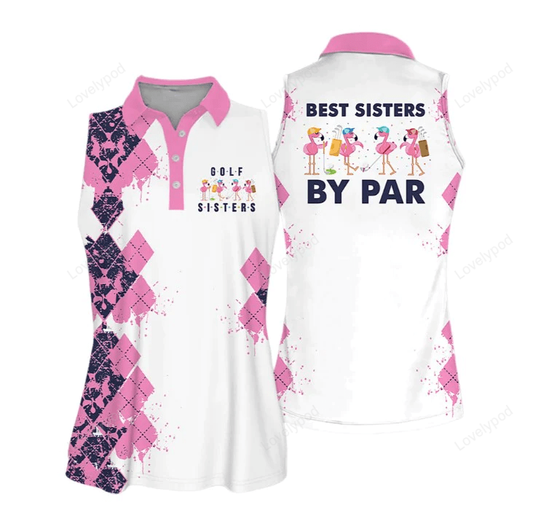 Best sisters by par women sleeveless polo shirt, golf polo shirt for women GY0725