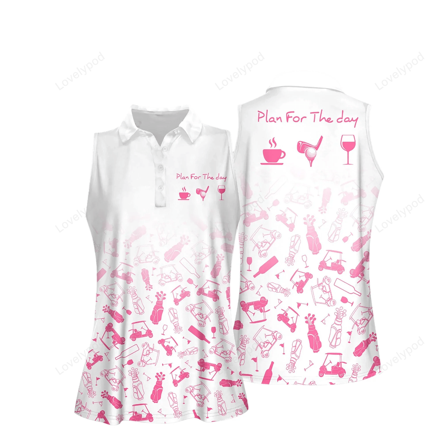 Plan for the day seamless golf pattern women 3d short sleeve polo shirt, sleeveless polo shirt GY0783