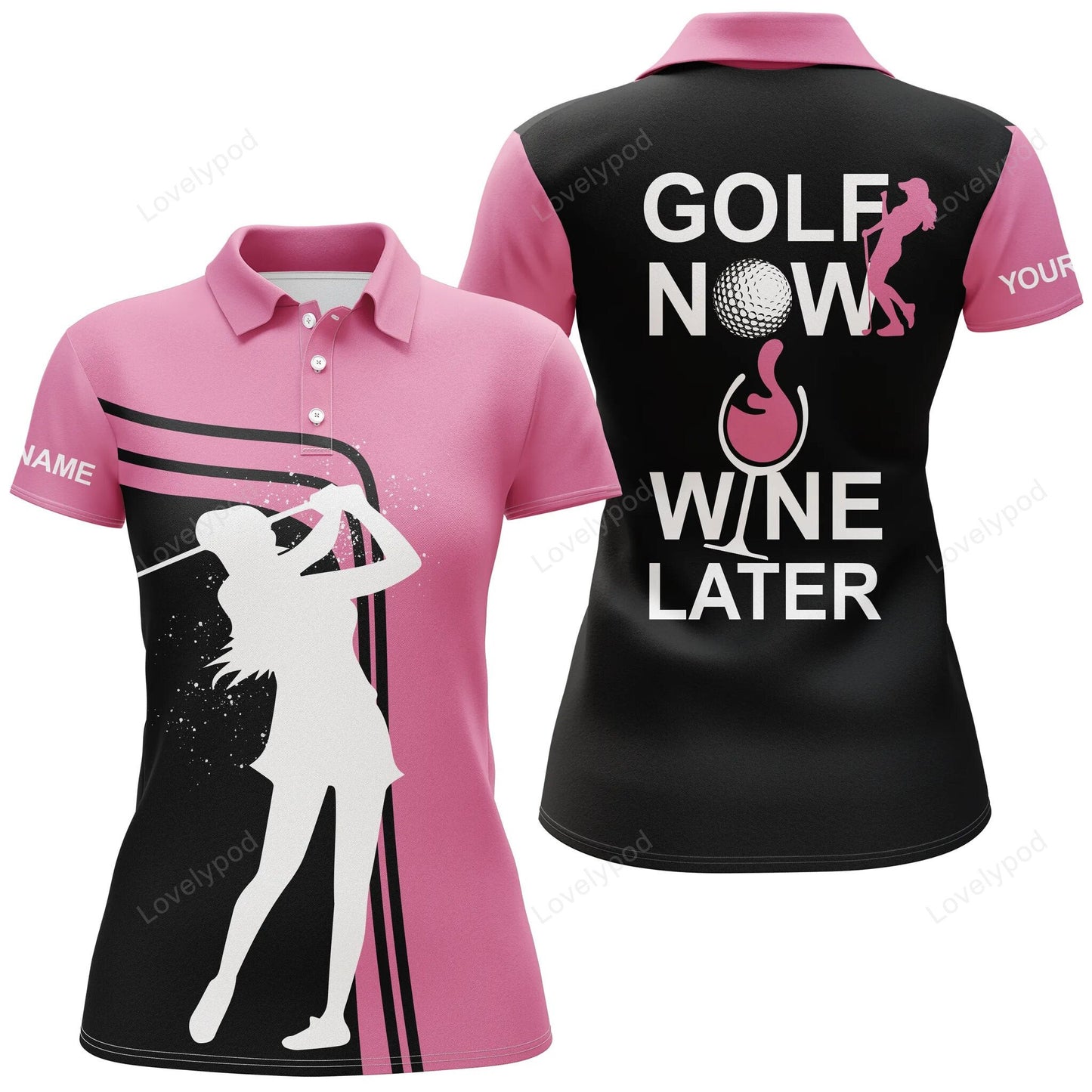 Funny golf shirts for women custom name womens golf polo shirt golf now wine later women golf top GY0905