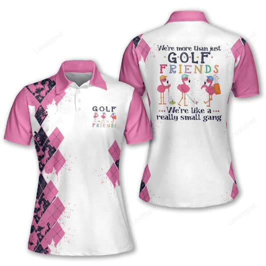 Short sleeve women polo shirt for ladies, flamingo golf friends muticolor golf polo shirt and wine shirt GY1010