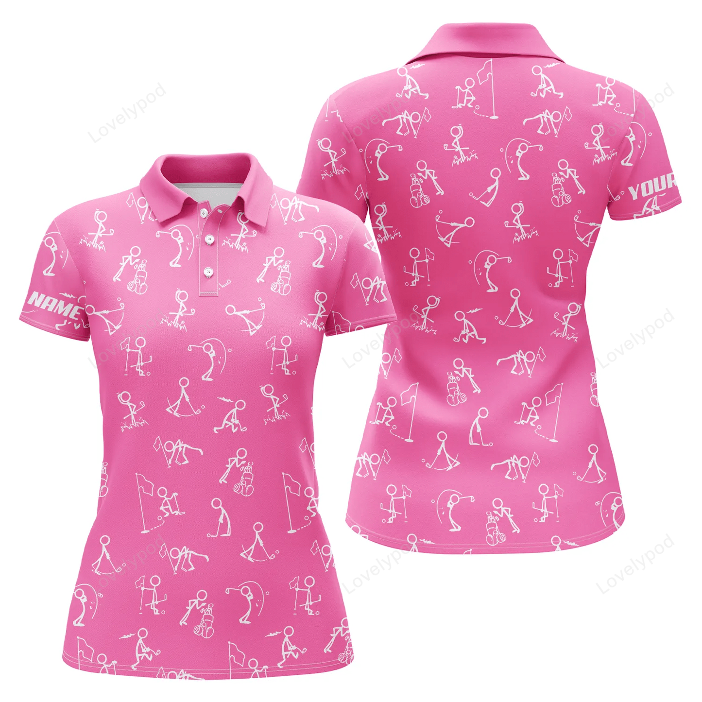 Womens golf polo shirts custom name funny golf pattern pink polo shirt best womens golf wear GY1003