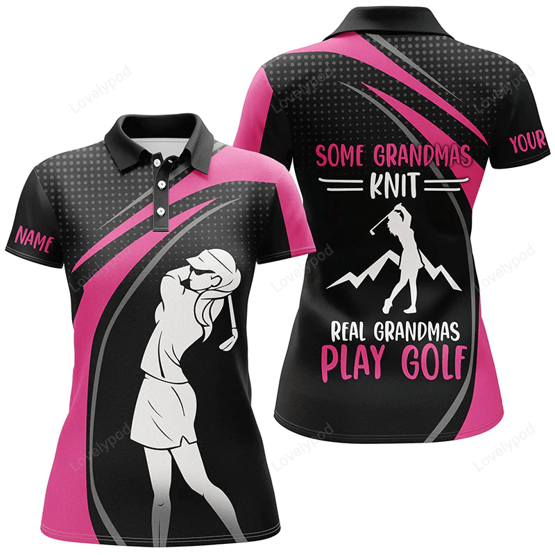 Black pink womens golf polo shirt custom some grandmas knit real grandmas play golf mother's day gifts GY0862