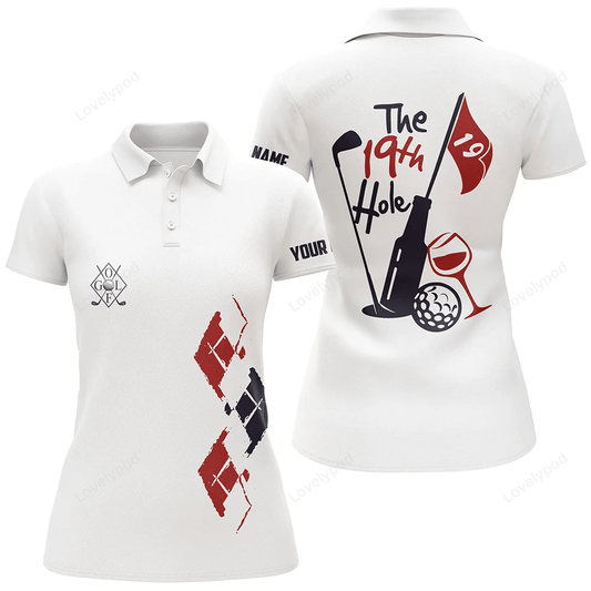 Funny womens golf polo shirt custom vintage golf and wine the 19th hole golf clubs team polo shirts GY0853