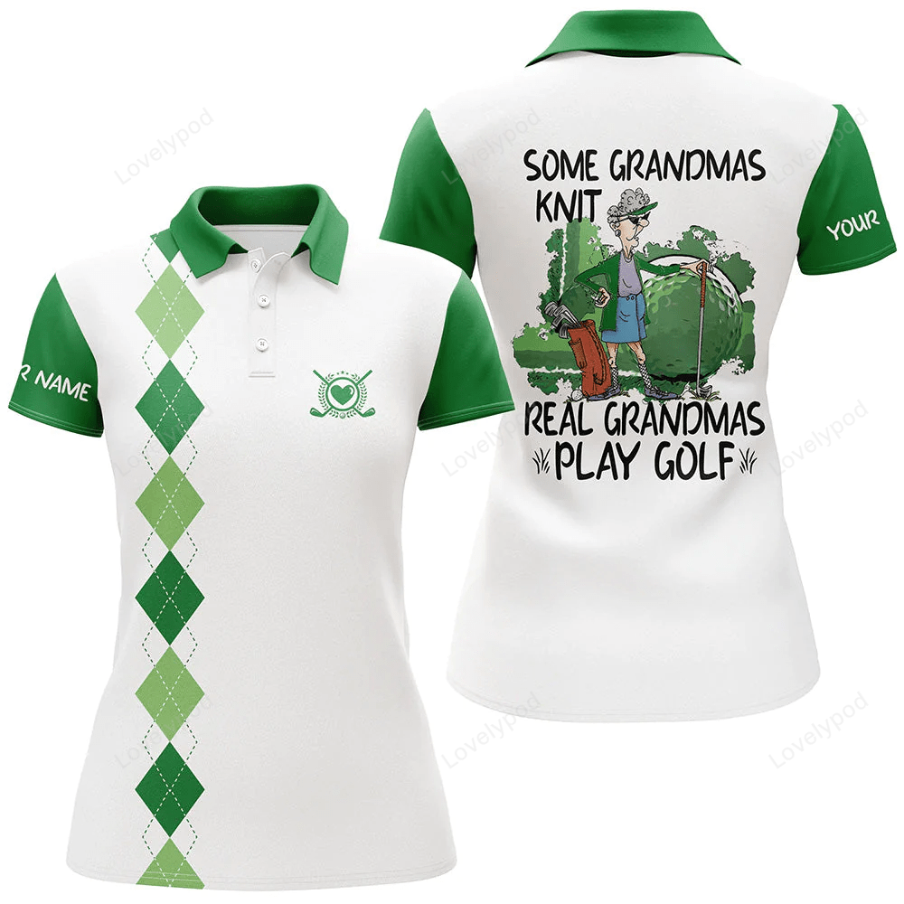 Womens golf polo shirt custom grandma knit real grandmas play golf, mother's day golf gift for grandma GY0882