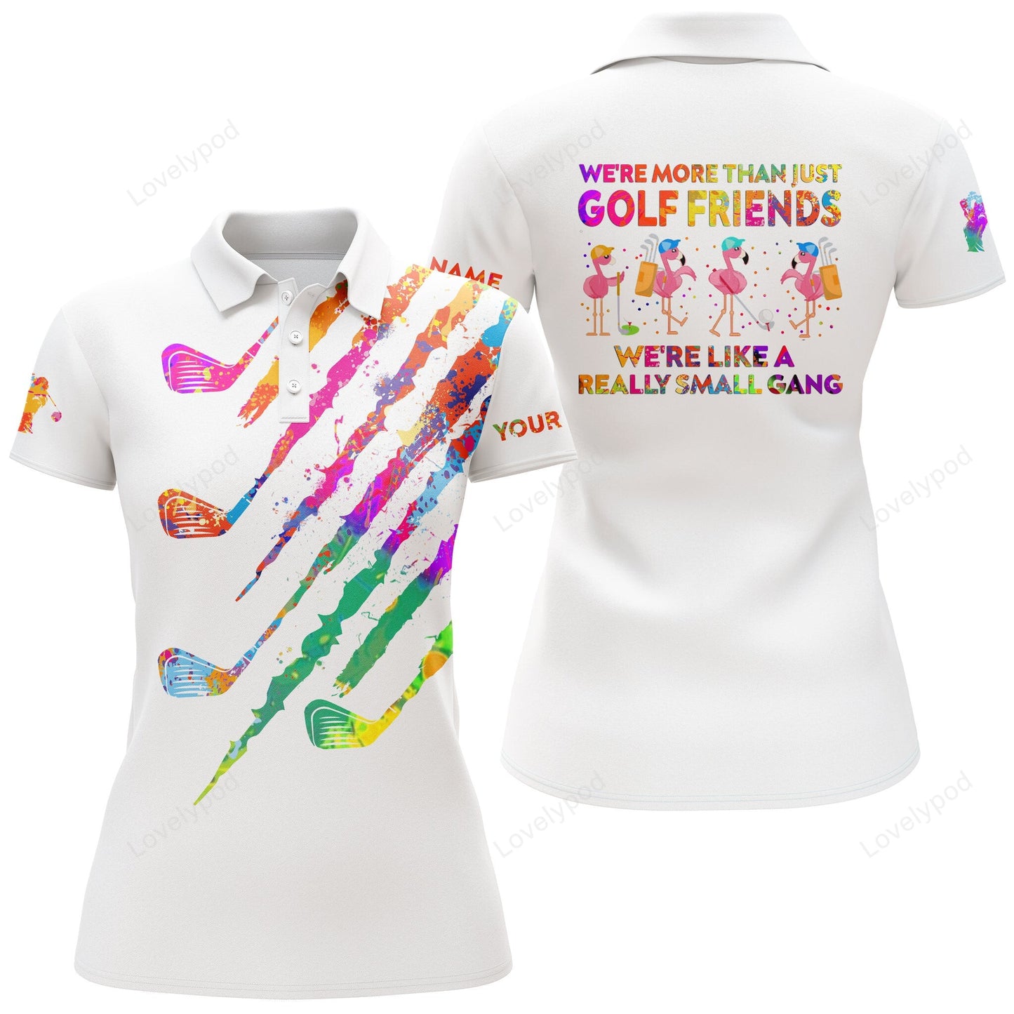 Women golf polo shirt we're more than just golf friends watercolor flamingo, custom funny golf shirt GY0923