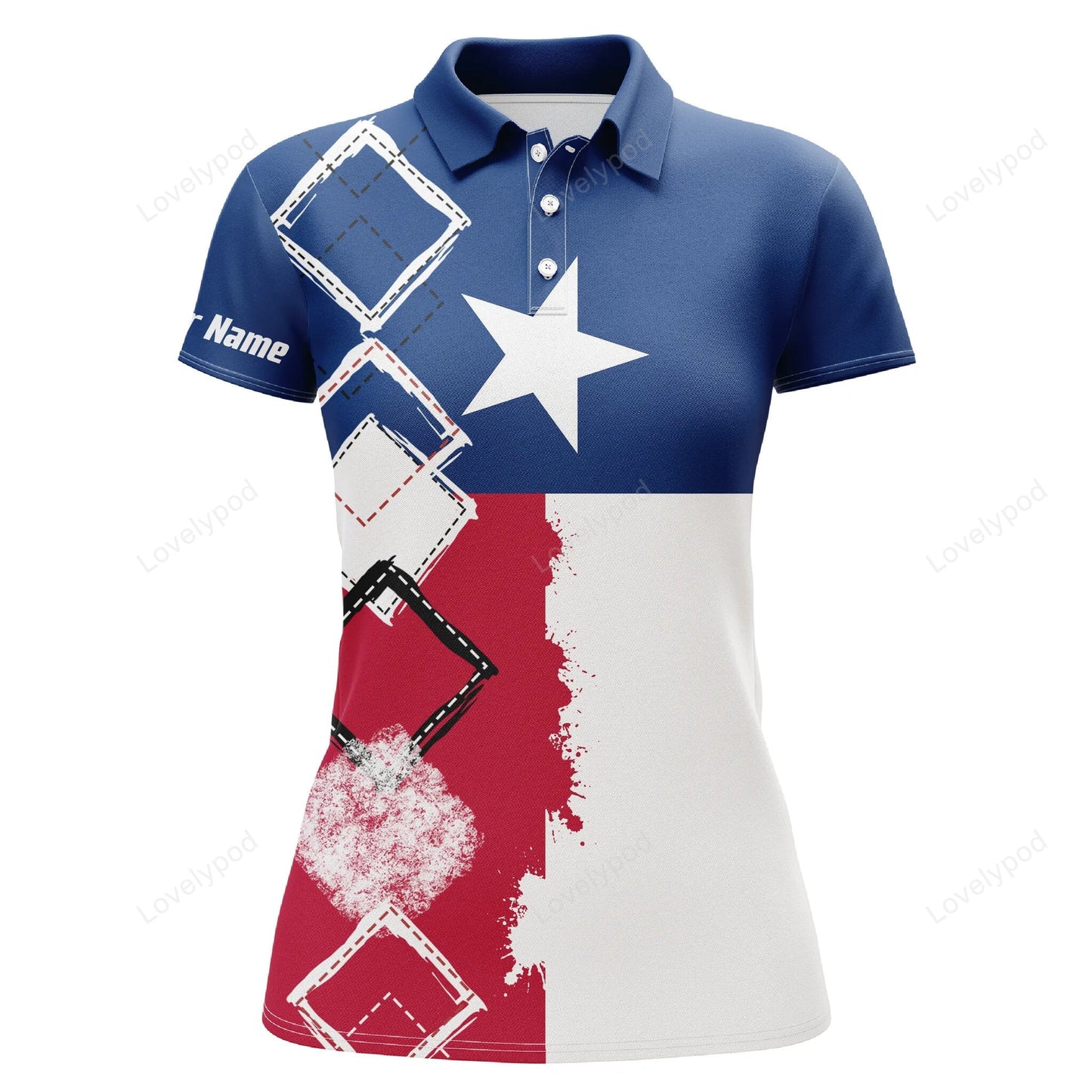 Womens golf polo shirts texas flag patriot custom name golf shirts for women GY0889