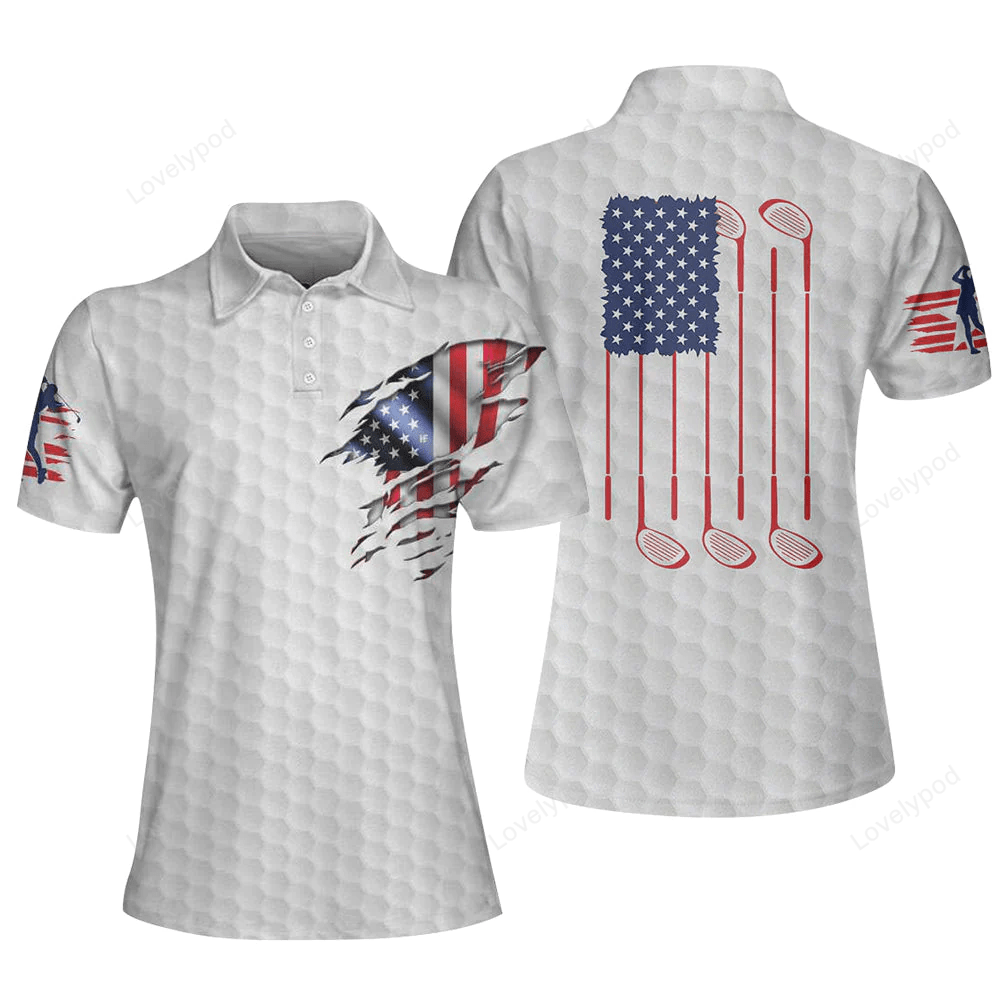 Us flag freedom with golf women polo shirt for golf lover, personalized funny golf shirts for women, ladies short sleeve golf shirt GY0988