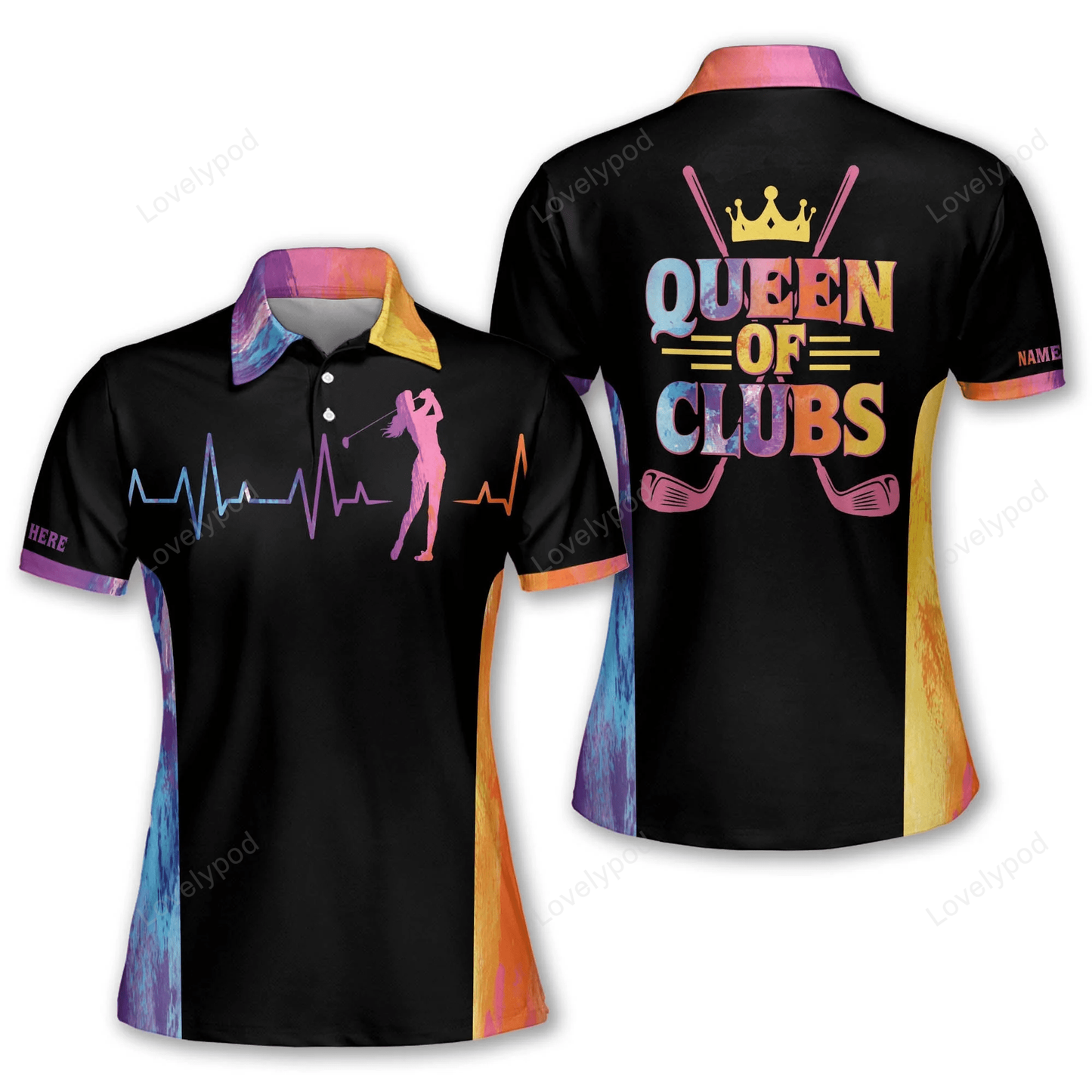 Queen of clubs golf polo shirt, personalized funny golf shirts for women GY0930