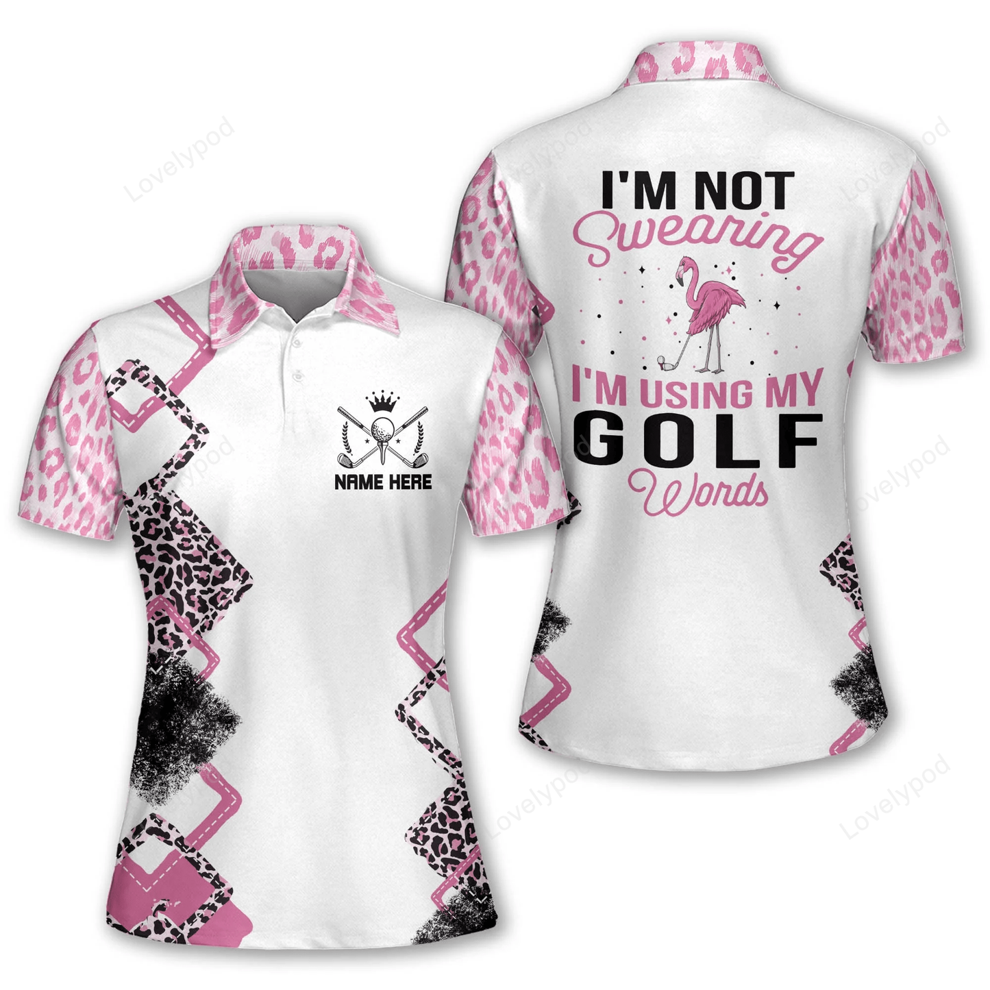 I'm not swearing i'm using my golf wards flamingo polo shirt, personalized funny golf shirts for women GY0944