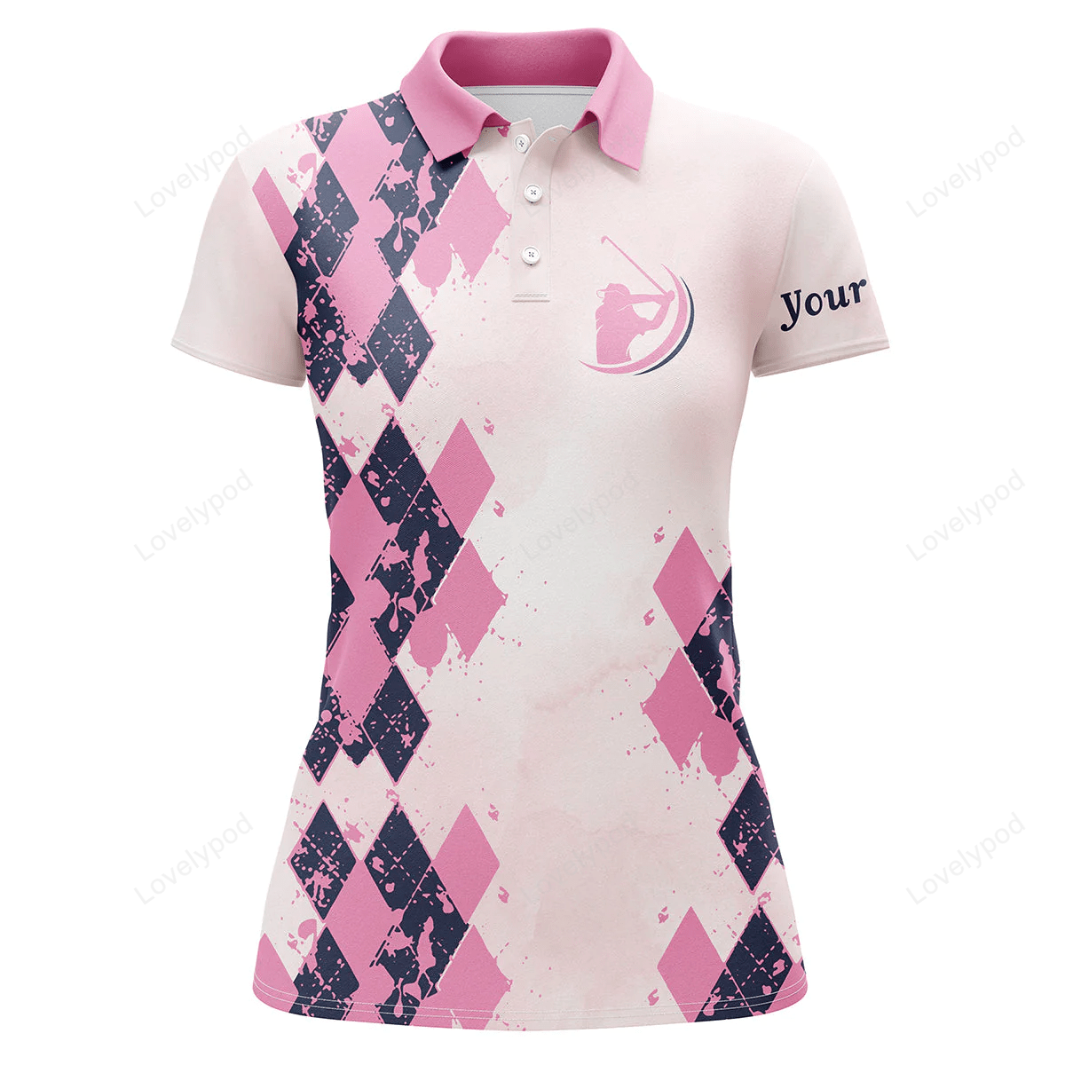 Pink pattern womens golf polo shirt custom name unique gifts for golf lovers GY0986