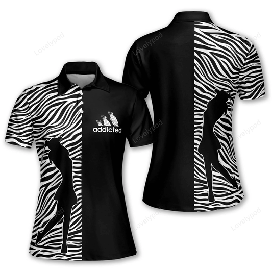Zebra pattern golf addicted women short sleeve polo shirt sleeveless polo shirt GY1023