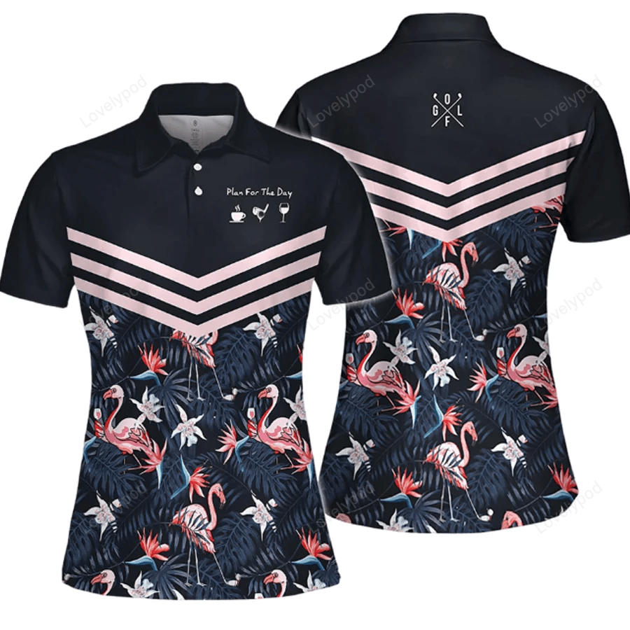 Plan for the day flamingo tropical golf women short sleeve polo shirt GY1111