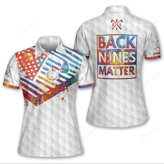 Back nines matter golf short sleeve women's polo shirt GY1134