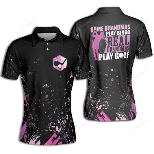 Golf some grandmas play bingo real grandmas play golf short sleeve woman polo shirt GY1105