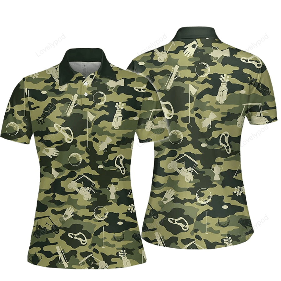 Green camouflage golf set women short sleeve polo shirt sport culottes GY1096