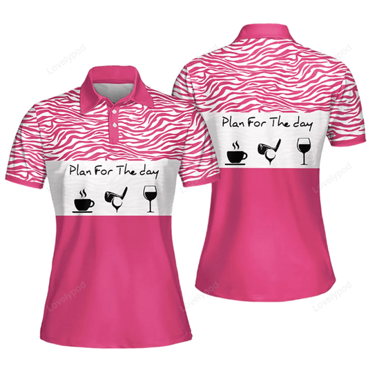 Short sleeve women polo shirt for ladies, plan for the day coffee golf and wine shirt GY1085