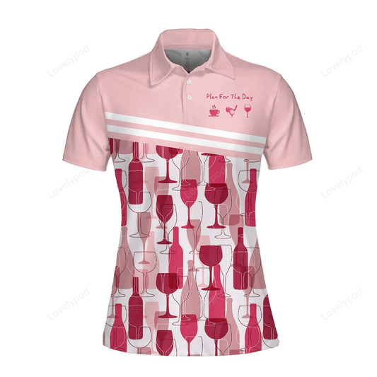 Plan for the day coffee golf wine seamless pattern woman polo shirt GY1103