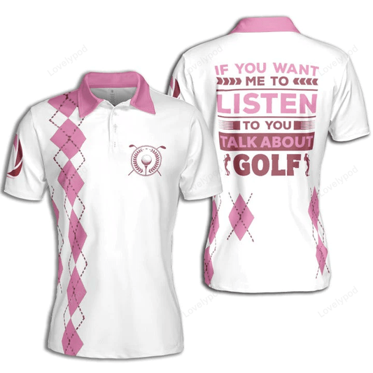 Golf talk about golf women argyle pattern pink short sleeve woman polo shirt GY1136