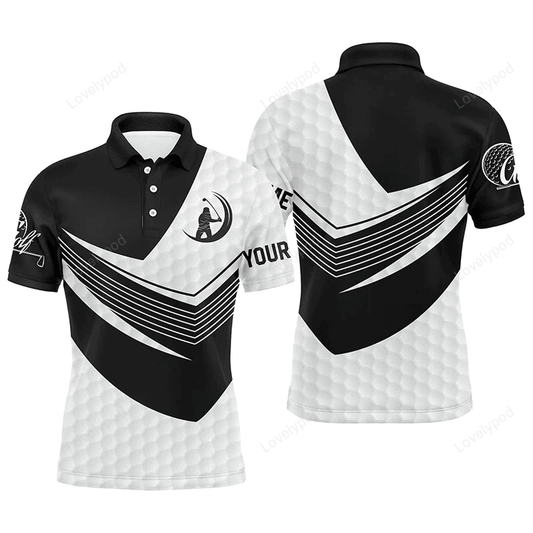 Golf men polo shirt - custom name black and white golf balls skin apparel GY1175