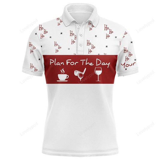 Drinks golf men polo shirt - funny christmas hohoho pattern custom name - personalized gift for golf lover, team GY1158