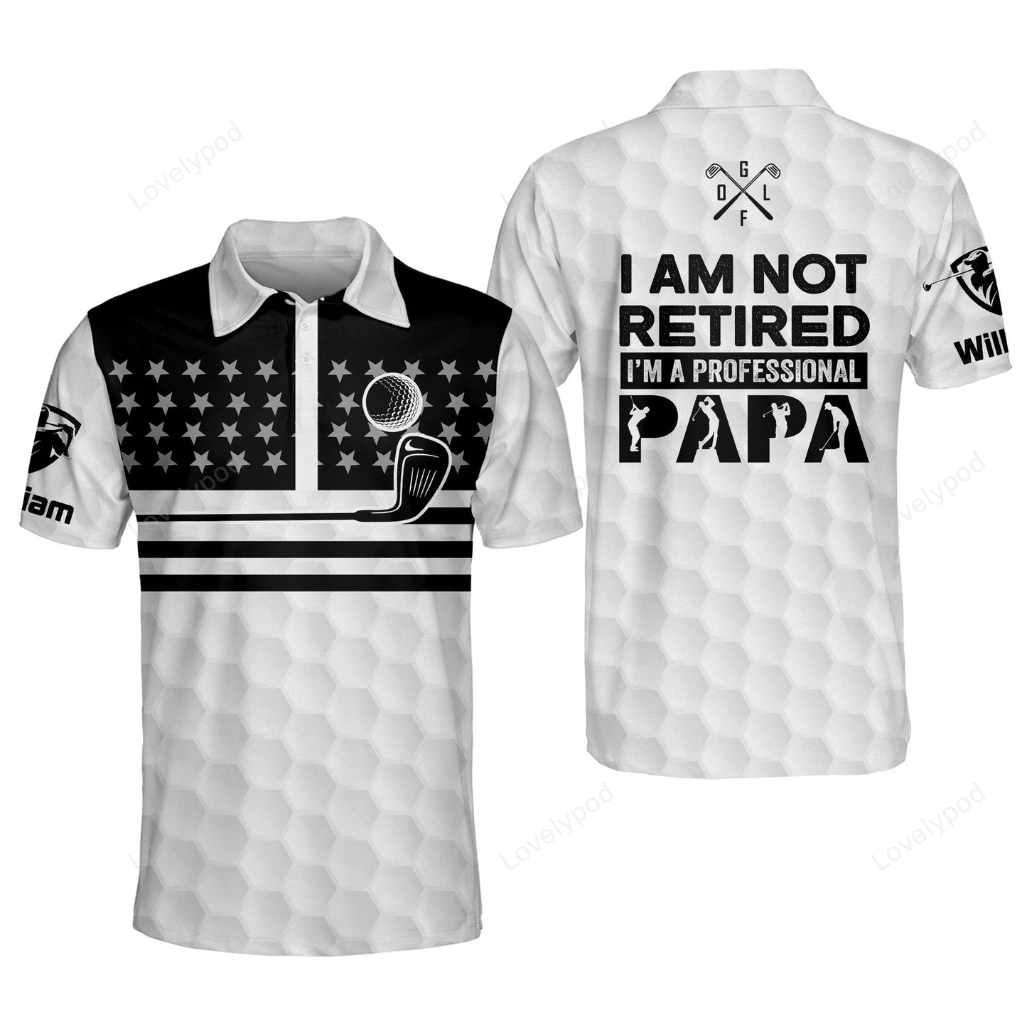 I am not retired i'm a professional papa golf polo shirt, custom name men's golf shirts short sleeve size s-5xl GY1176