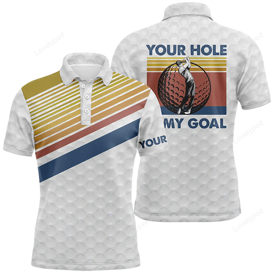 Golf men polo shirt - custom name vintage golf balls skin apparel, your hole my goal GY1221