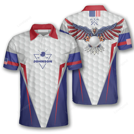 Patriotic american flag eagle sports style custom golf polo shirts for men GY1218