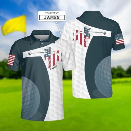 Golf american flag polo shirt, golf ball polo shirt, patriotic golf shirt GY1236