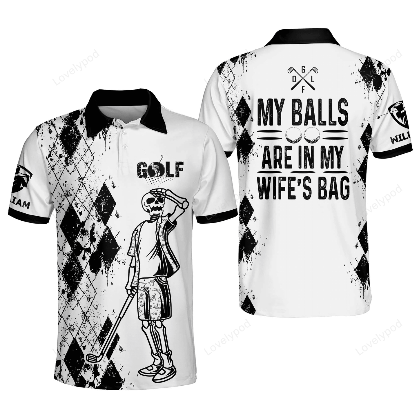 My balls are in my wife's bag golf polo shirt  ,personalized funny golf polo shirts for men, men's golf shirts short sleeve dry fit GY1261