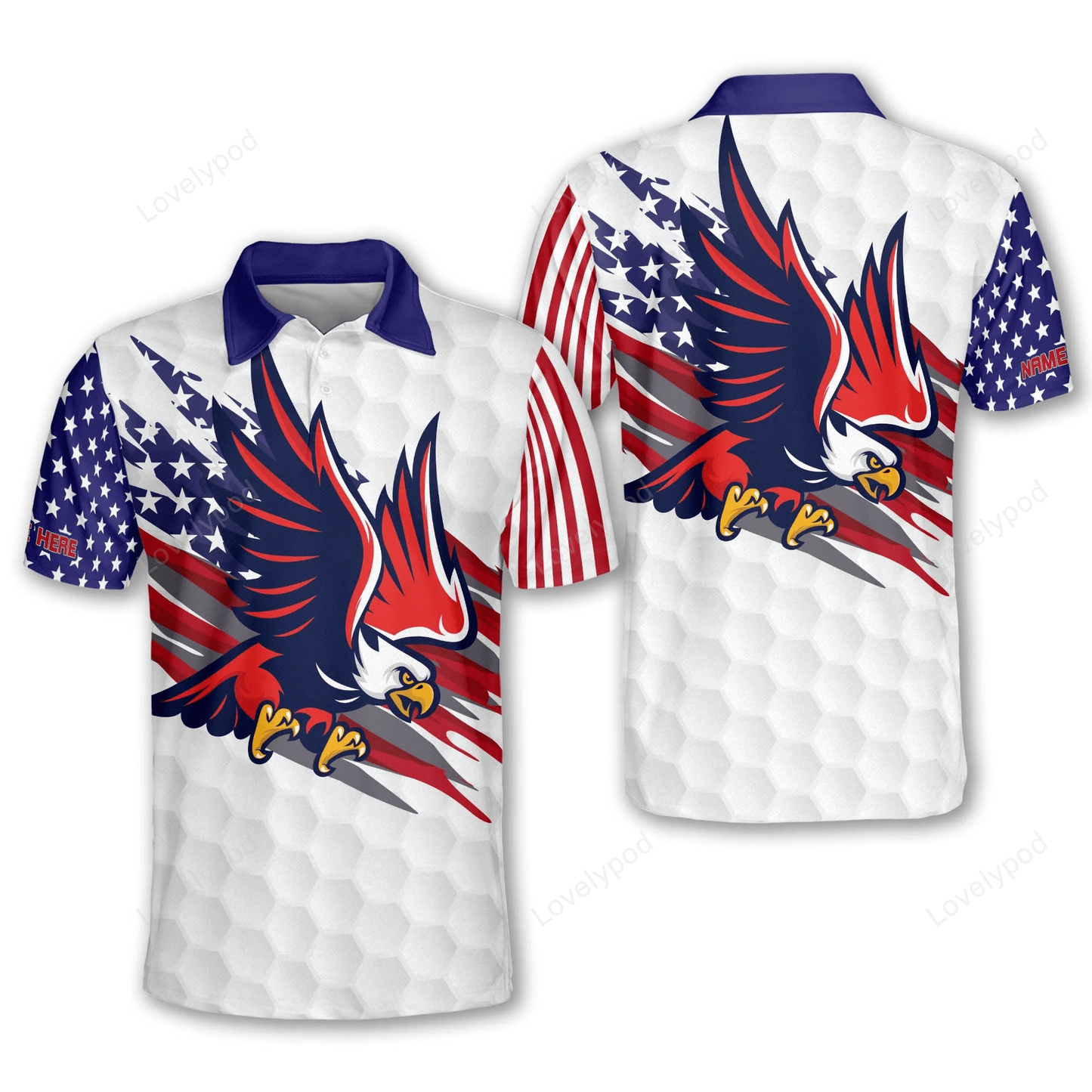 Personalized american flag golf polo shirt, men's golf shirts short sleeve GY1263