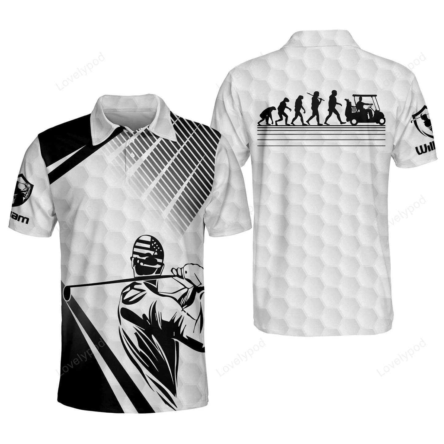 Copy of evolution golf cart crazy golf white polo shirt, men's golf shirts short sleeve size s-5xl GY1296