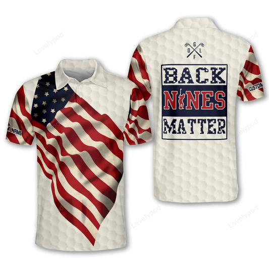 American flag back nines matter golf polo shirt, personalized golf polo shirts for men, men's golf shirts short sleeve dry fit GY1306