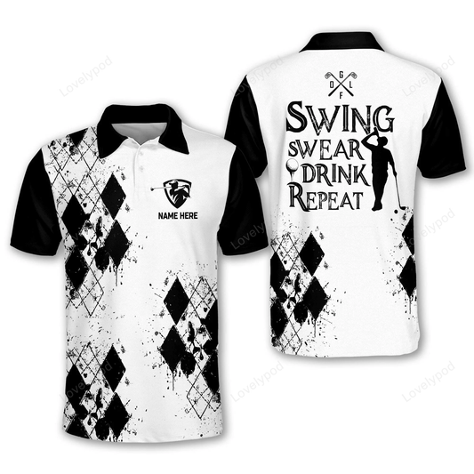 Swing swear drink repeat golf polo shirt , men's golf shirts short sleeve size s-5xl GY1291