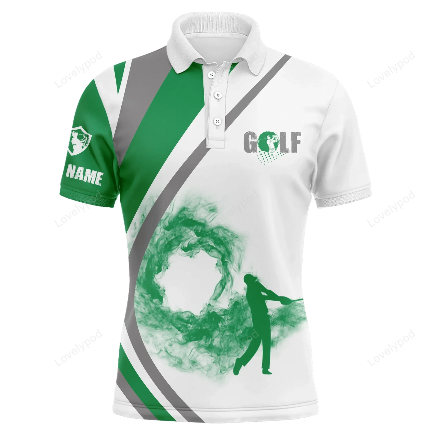 Custom name green golf men polo shirt - personalized gift for golf lover, team, husband, boyfriend, men GY1216