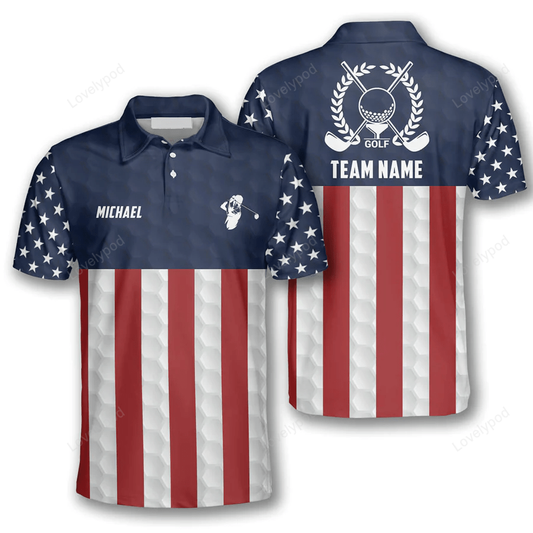 Patriotic american flag emblem custom golf polo shirts for men GY1203