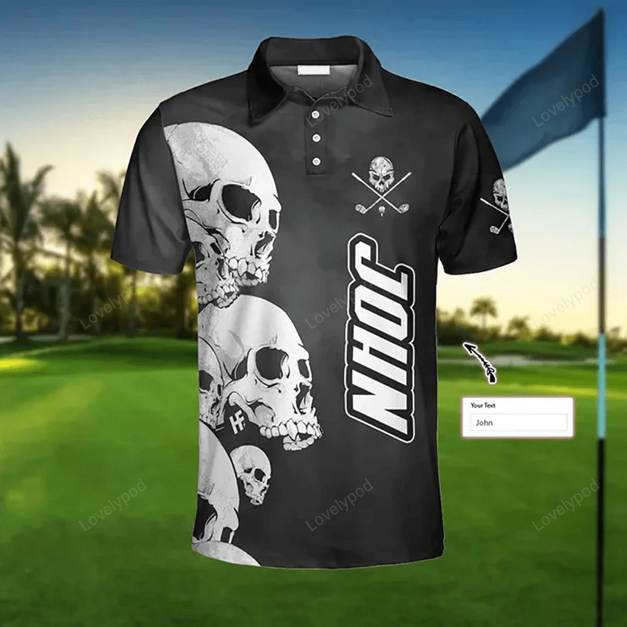 White skull heads and golf custom, personalized gift for golfers 3d all over print polo shirt size s-5xl GY1257