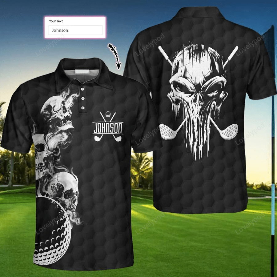 Personalized golf ball and skulls custom polo shirt, custom golf shirt for men GY1281