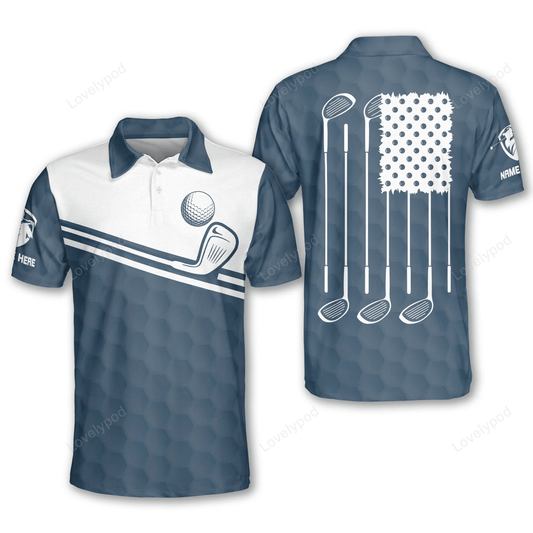 Personalized american flag golf polo shirt, men's golf shirts short sleeve size s-5xl GY1271